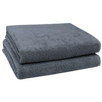 BADETUCH, 2er-Set, 100x150 cm, 100% Baumwolle, Schwarz - Grau, Textil (100/150cm) - Zollner