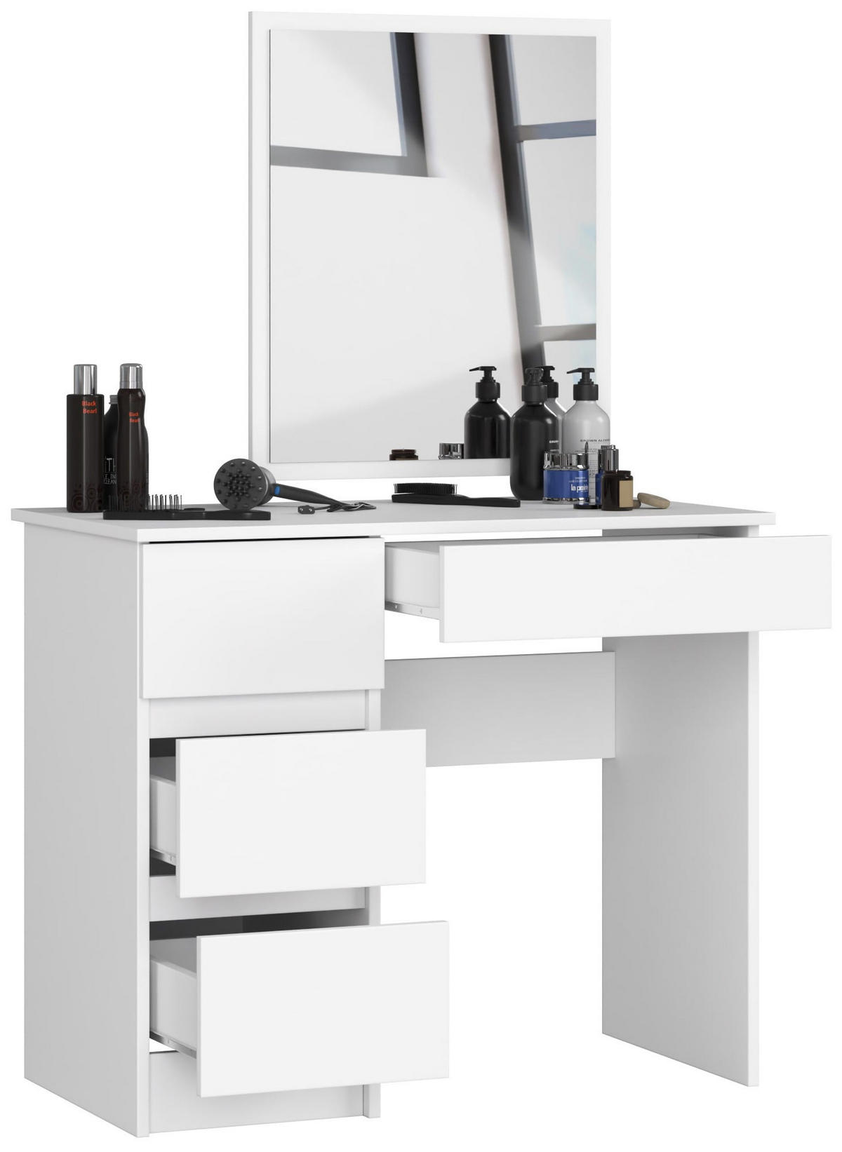 MĂSUȚĂ de machiaj cu oglindă - alb, compozit lemnos (90/142/50cm) - RAUMHIRSCH FURNITURE