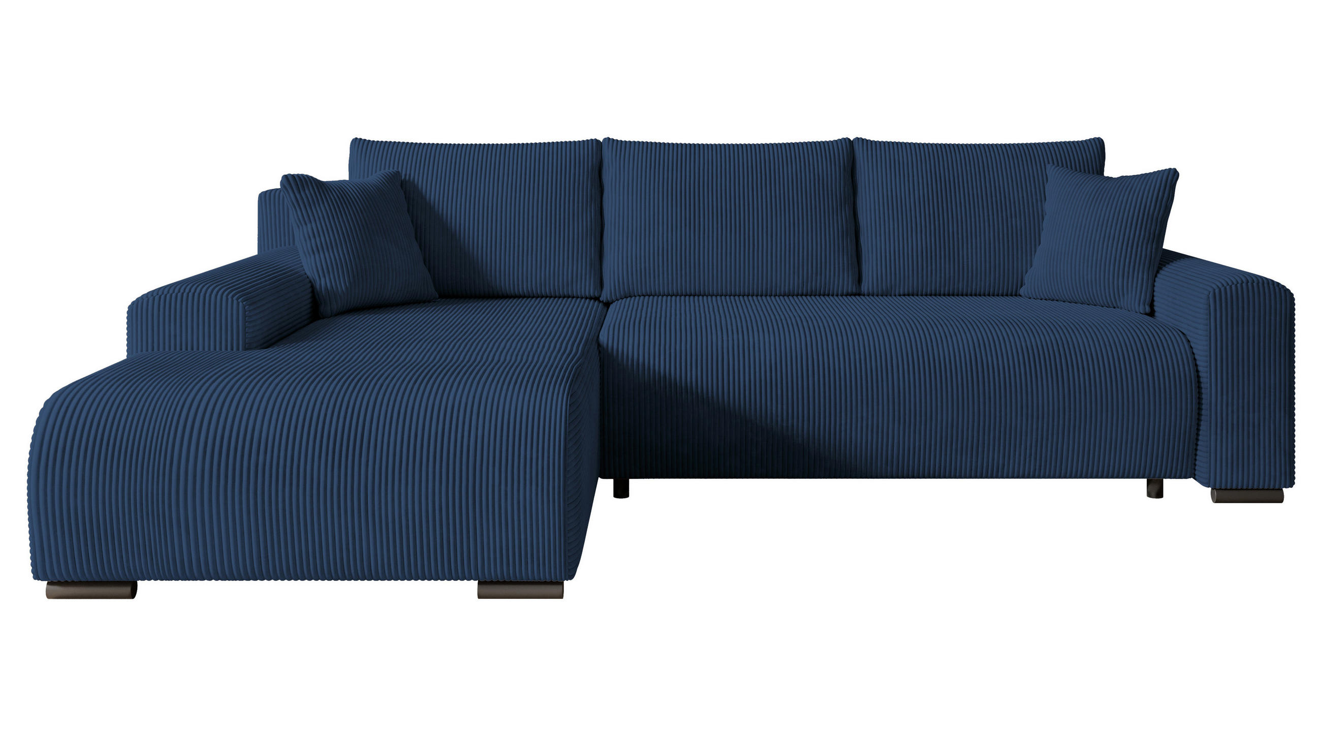 ECKSOFA Nelly mit Bettkasten und Schlaffunktion, Cordstoff in L-Form - Blau, Textil (270/185cm)