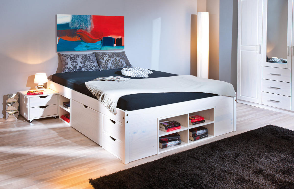 BETT Weiß - Weiß, Holz (160/200cm) - ebuy24