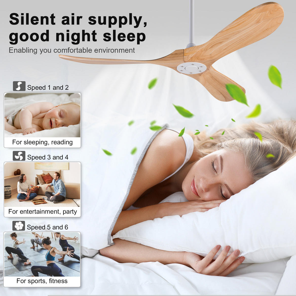DECKENVENTILATOR 52Zoll Holzflügel Propeller Design Speicherfunktion - Weiß, Kunststoff (132/132/32cm) - CASIVA