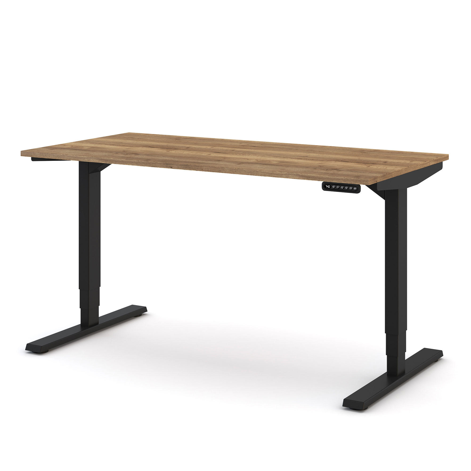 SCHREIBTISCH Elektrisch höhenverstellbarer Schreibtisch Y-Line Eiche Tabak Schwarz 140/70/62-127cm - Eiche Wotan/Schwarz, Holzwerkstoff/Metall (70/140/127cm) - ASSMANN