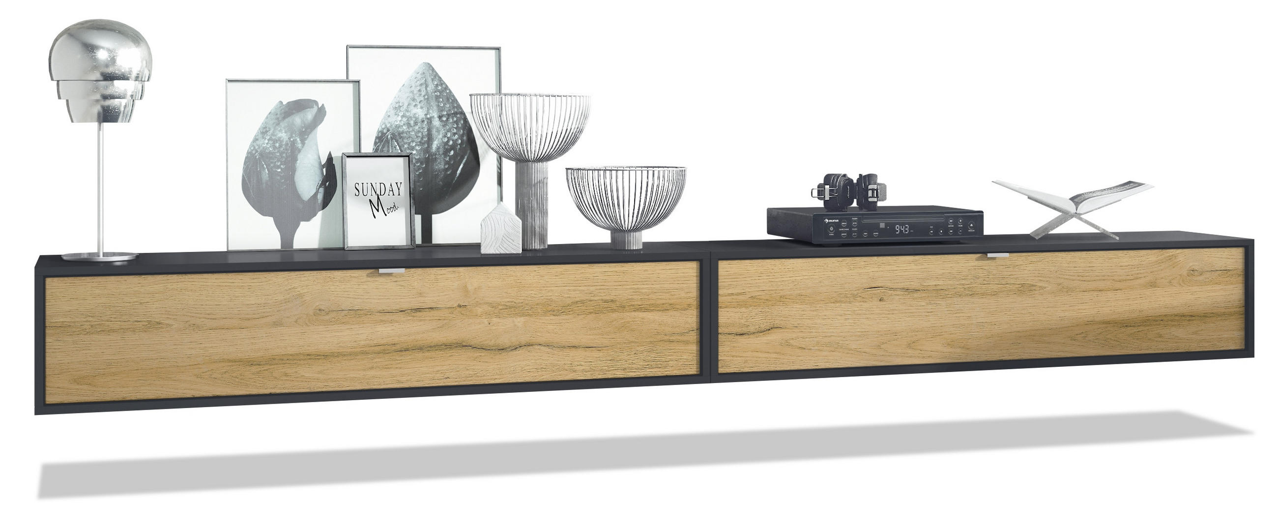 Vladon Lowboard Eiche 140x29x37 cm
