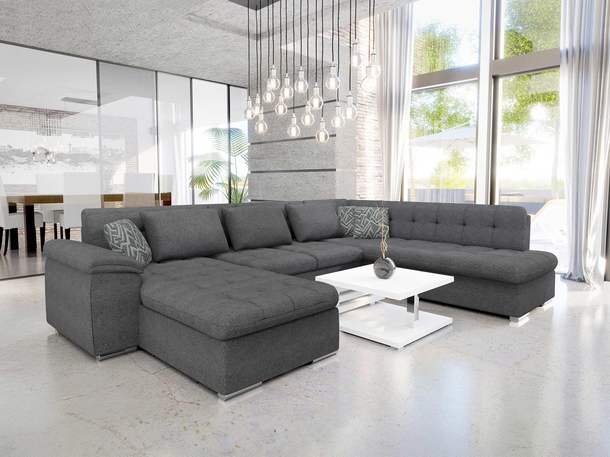 WOHNLANDSCHAFT Niko Bis Premium, Seite: Links - Dunkelgrau, Holz/Textil (348/76/205cm) - MIRJAN24