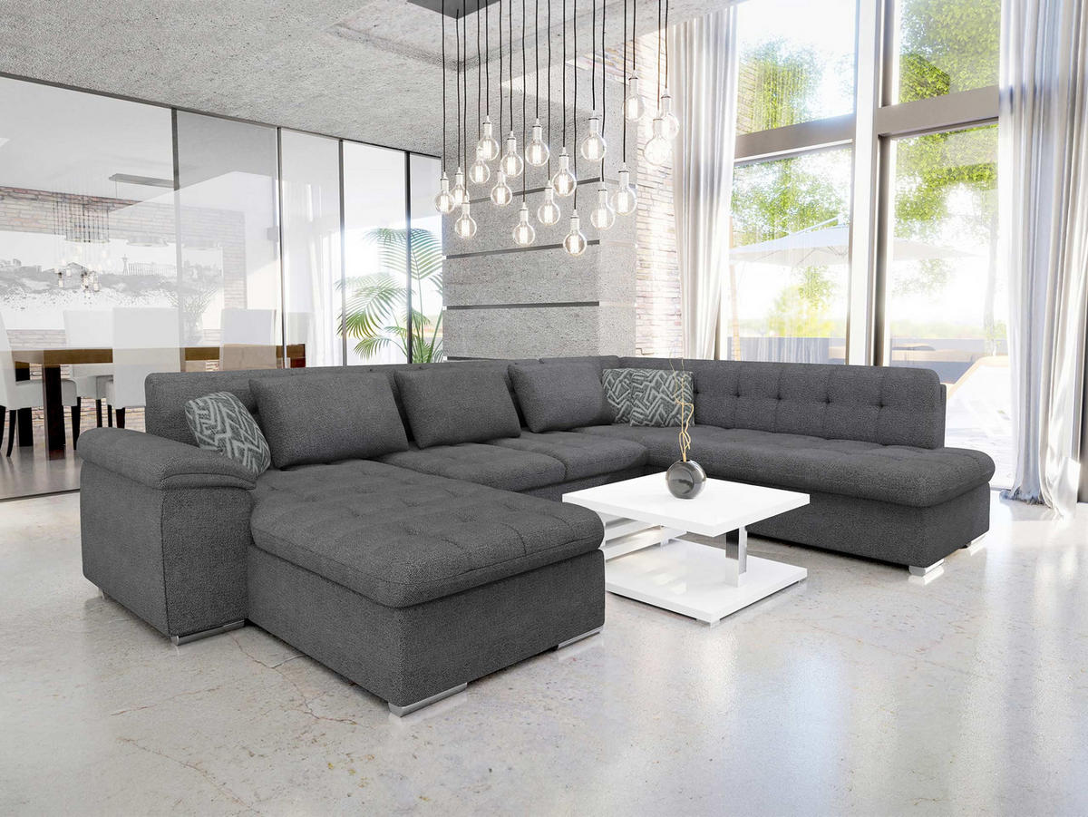 WOHNLANDSCHAFT Niko Bis Premium, Seite: Links - Dunkelgrau, Holz/Textil (348/76/205cm) - MIRJAN24