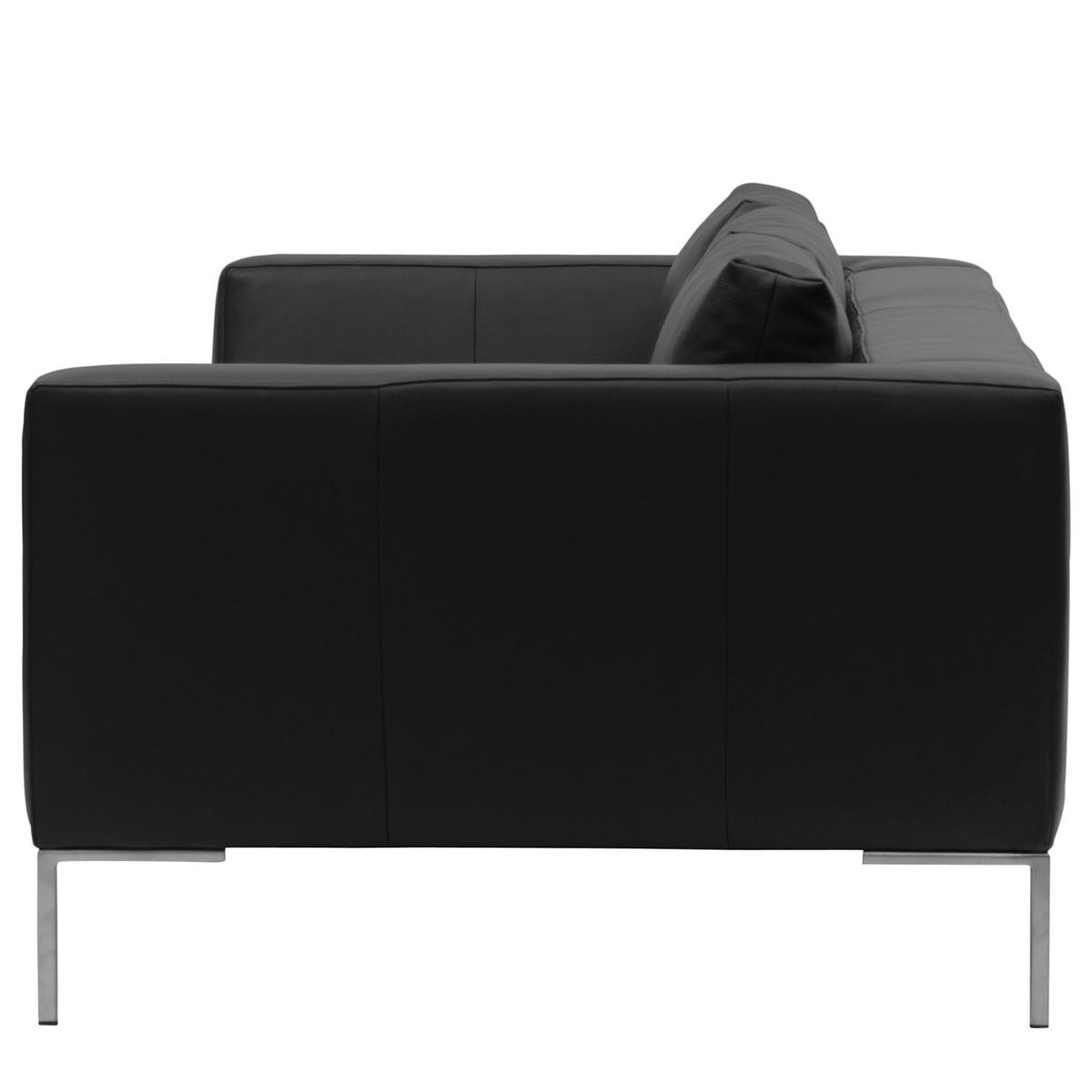 3-SITZER SOFA - Chromfarben/Schwarz, Leder/Metall (238/81/105cm) - home24