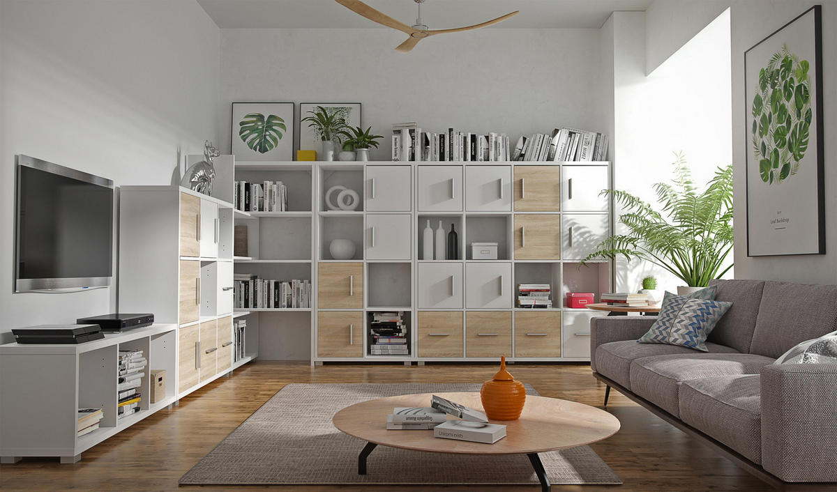 STANDREGAL MODUS 3x2 Weiß 112,6/31/81 cm - Weiß, Holzwerkstoff (112.6/81/31cm) - Matkam Möbel