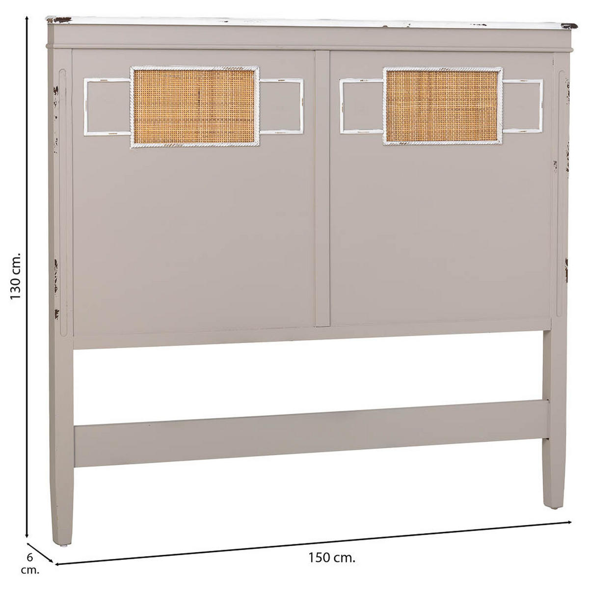 BETTKOPFTEIL 150x6x130 cm - Grau, Holz (150/6cm) - Wanderlust