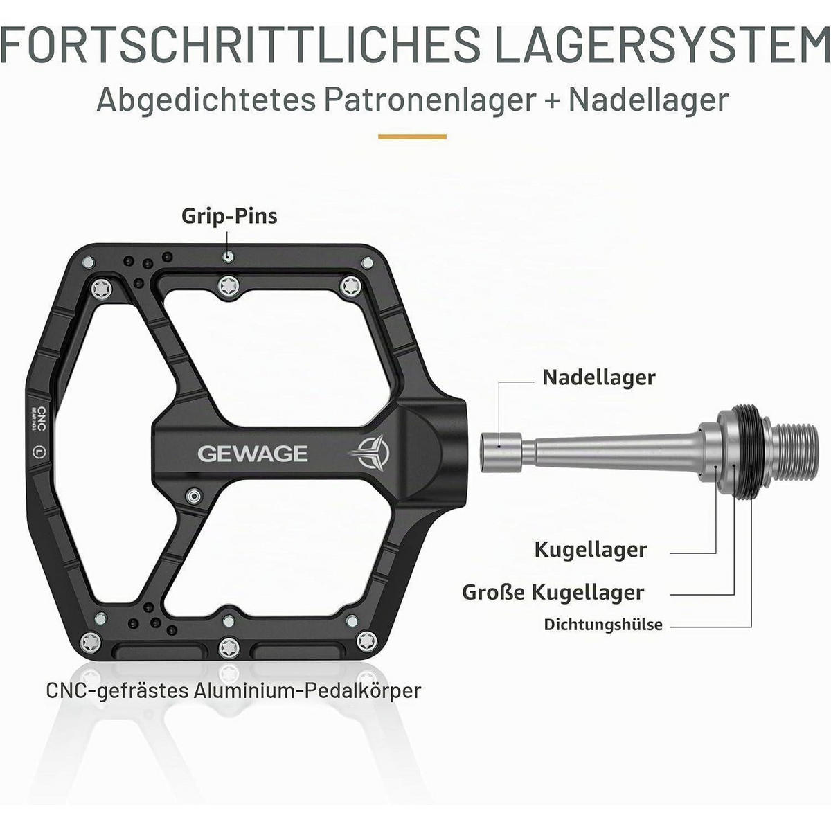 FAHRRADPEDALE CNC Aluminium Schwarz - Schwarz, Metall (10.4/1.5/11cm)