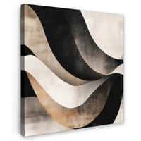 LEINWANDBILD Abstrakt - Wellen - Schwarz - Verwittert 90x90 cm - Trüffeleichefarben, Textil (90/90cm) - MuchoWow