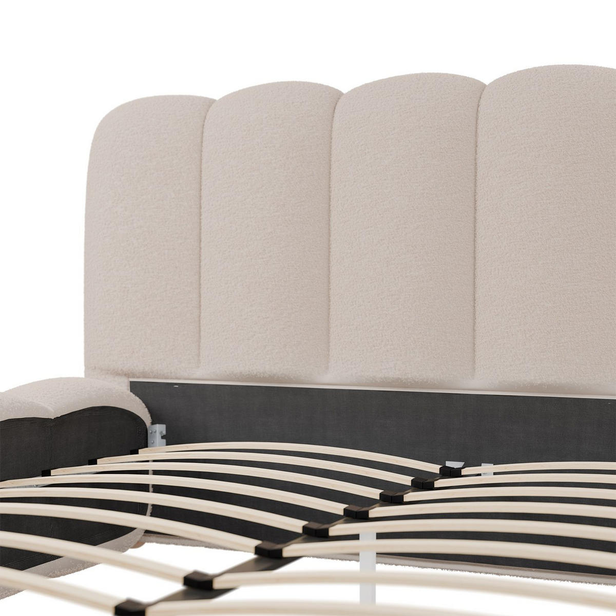 POLSTERBETT Catania 140x200 cm Beige Bouclé - Beige, Textil (140/200cm) - Juskys