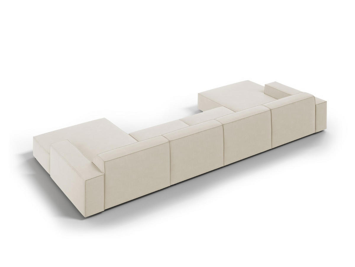 PANORAMASOFA Jodie aus Samt dunkelbeige 6 Sitzplätze - Mokka, Textil (166/70/364cm) - Micadoni