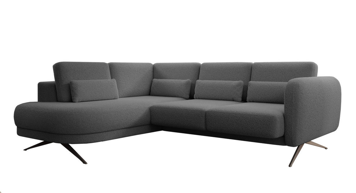 ECKSOFA ILUSIO L 250x205cm, Schlaffunktion, Dunkelgrau, Links - Dunkelgrau, Holz/Textil (205/248cm) - DomoHome