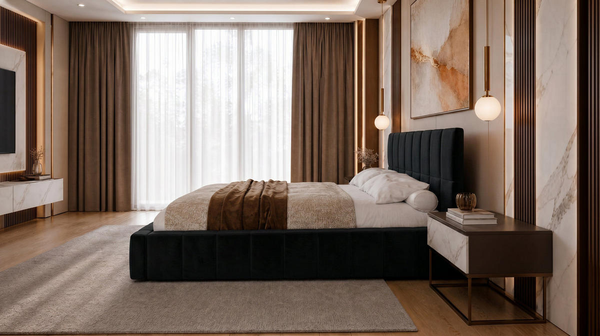 POLSTERBETT 140x200 cm, Alma, Doppelbett mit Bettkasten, Lattenrost aus Holz, Velourstoff, Schwarz - Schwarz, Holz/Textil (140/200cm) - Marpur