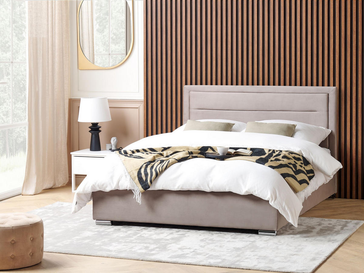 POLSTERBETT 180x200 cm Beige Rouen - Taupe, Textil (180/200cm) - Beliani