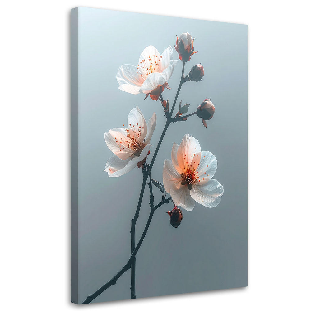 WANDBILD, Zarte botanische Zweigblumen - Blau, Textil (60/90cm) - Feeby