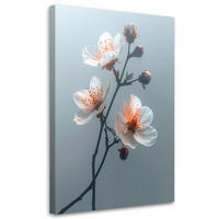 WANDBILD, Zarte botanische Zweigblumen - Blau, Textil (30/45cm) - Feeby