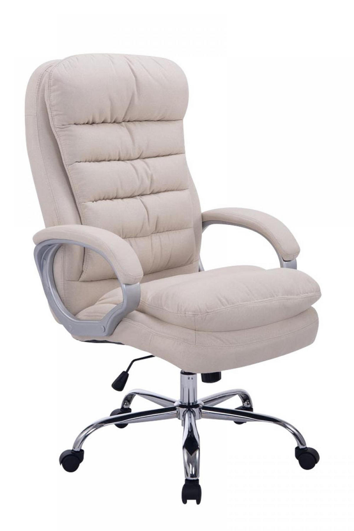 CHEFSESSEL Stoff creme - Chromfarben/Creme, Textil/Metall (68/116/77cm) - CLP