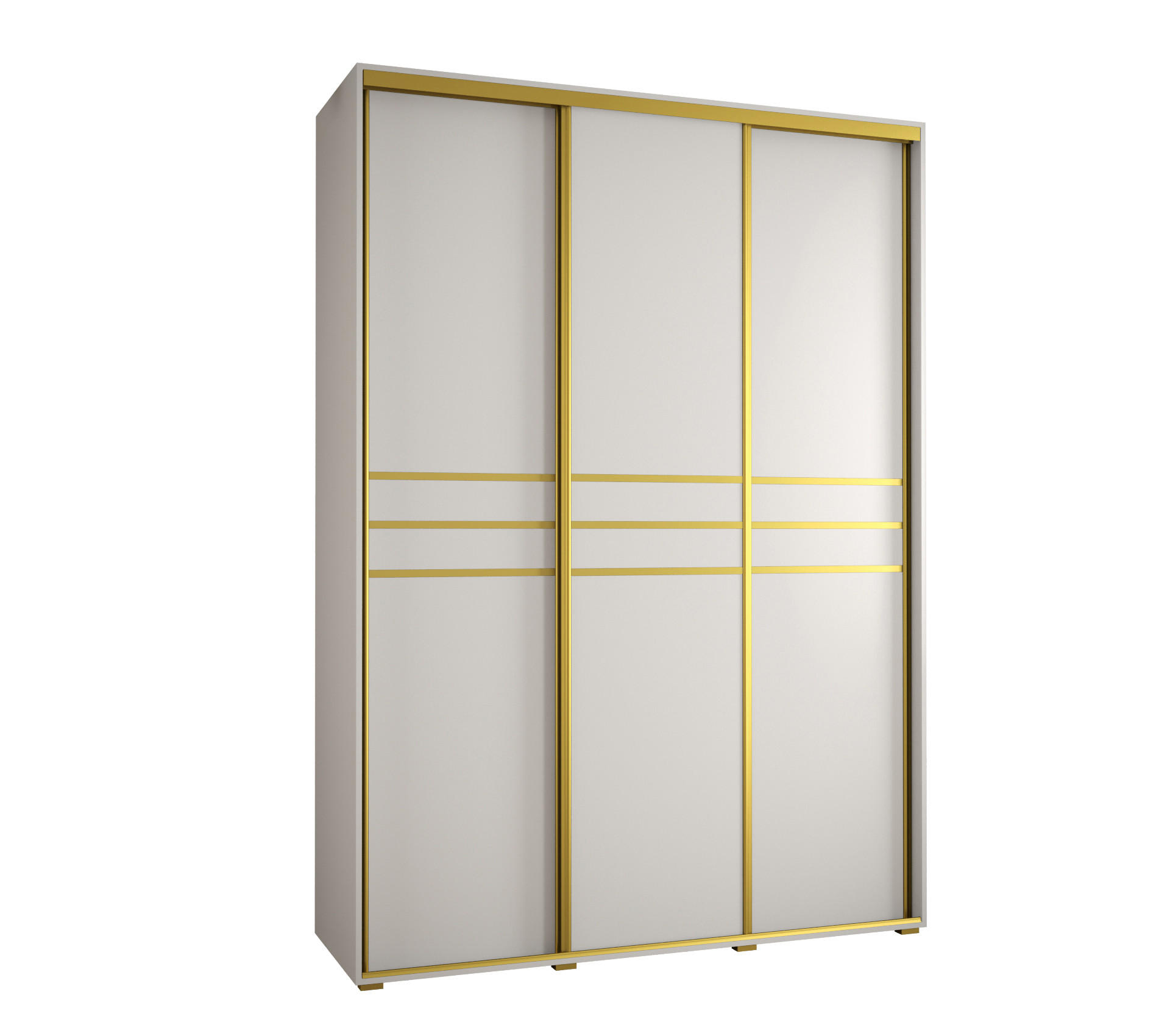 Abiks Möbel Schwebetürenschrank Weiß, Weiß, Gold 170x235x45 cm
