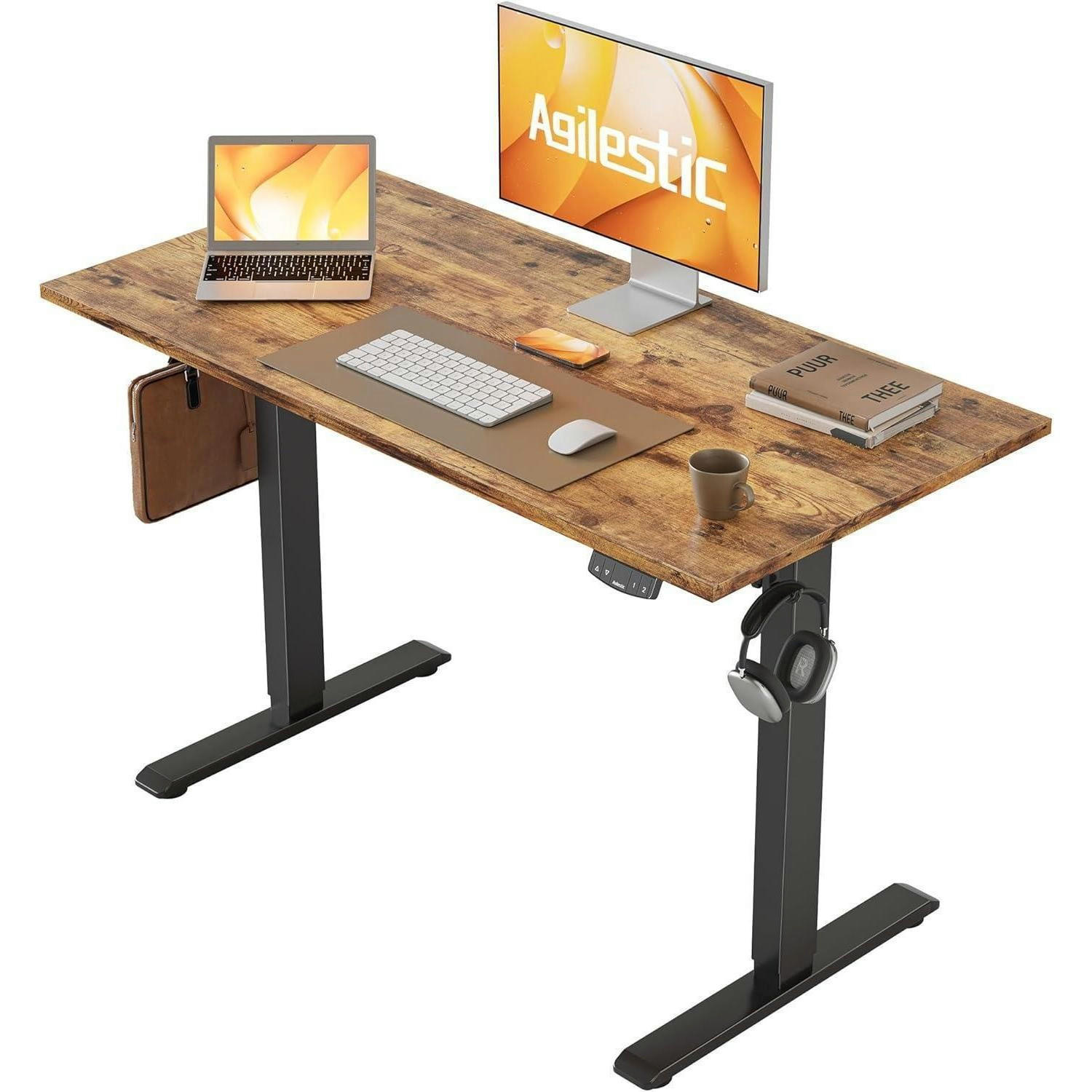 SCHREIBTISCH Höhenverstellbar Elektrisch 100 x 60 cm Braun - Braun, Holzwerkstoff (100/60/75cm)