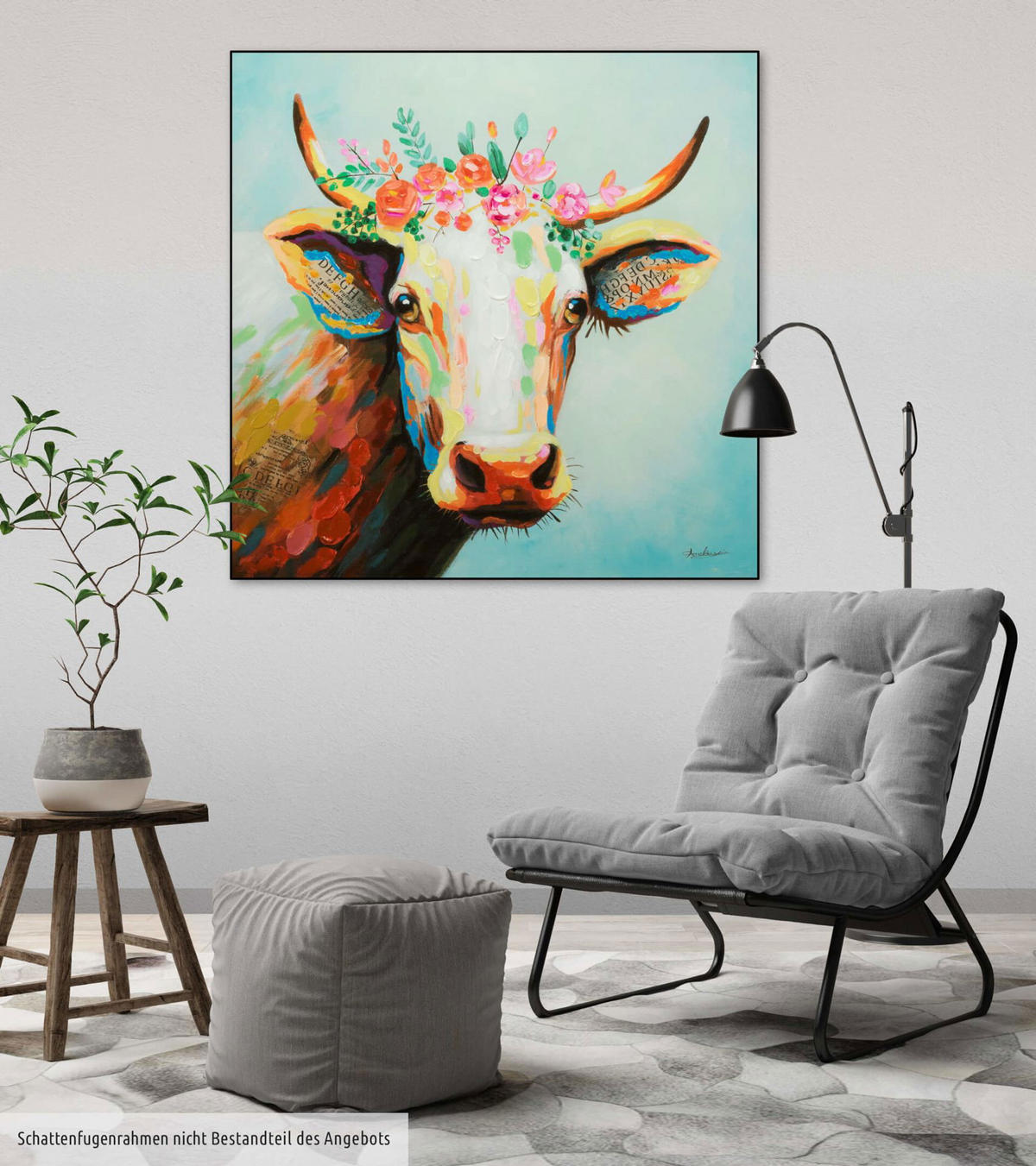 ÖLGEMÄLDE 80/80 cm - Blau/Braun, Holz/Textil (1.6/80cm) - KUNSTLOFT
