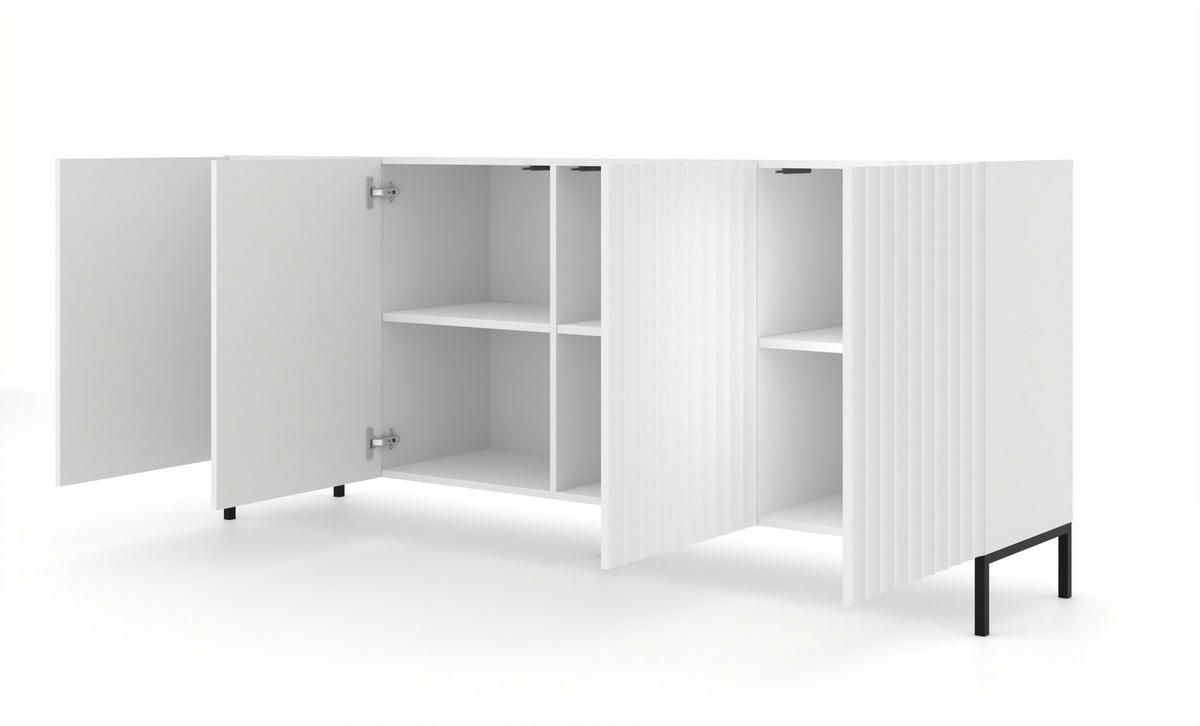 KOMMODE Weiß, Schwarz 200/87/42 - Schwarz/Weiß, Holzwerkstoff (200/87/42cm) - RAUMHIRSCH FURNITURE