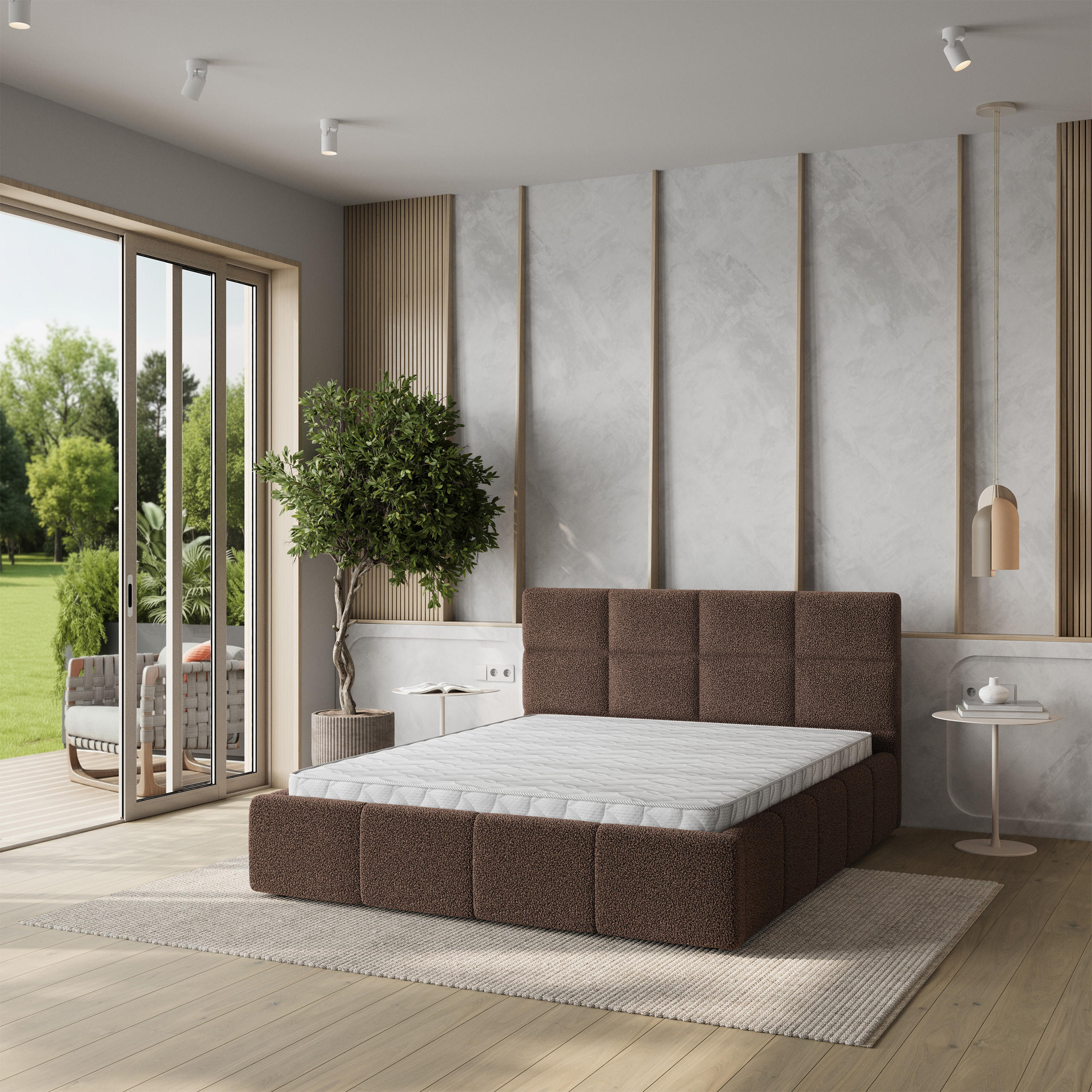 POLSTERBETT COMO 140x200 cm mit Bettkästen - Braun - Braun, Holz (140/200cm) - MASSENO