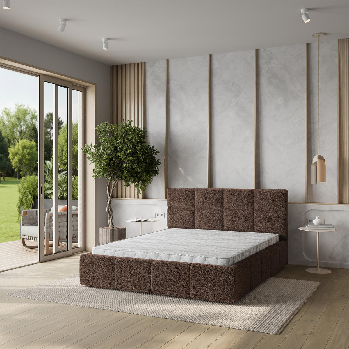 POLSTERBETT COMO 140x200 cm mit Bettkästen - Braun - Braun, Holz (140/200cm) - MASSENO