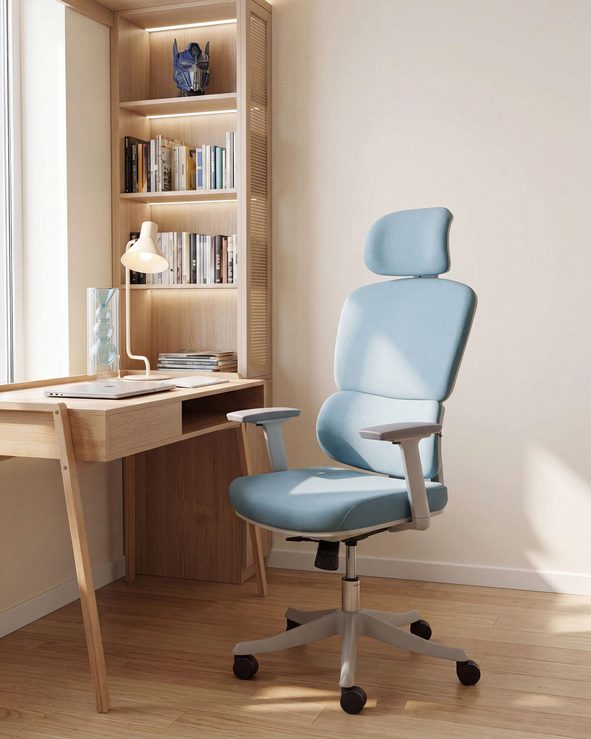 BÜROSTUHL Stoff Blau Viscount - Blau, Textil (50/121/63cm) - Beliani