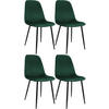 ESSZIMMERSTUHL 4er Set Samt Grün - Schwarz/Grün, Textil/Metall (45/88/54cm) - CLP