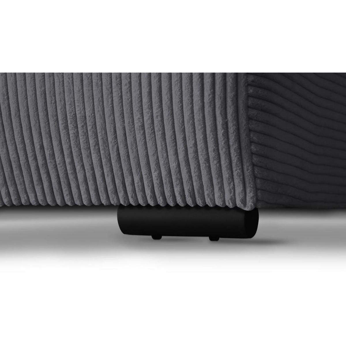 ECKSCHLAFSOFA Benny dunkelgrau links - Dunkelgrau/Schwarz, Kunststoff/Textil (271/185cm) - Beautysofa