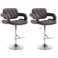 BARHOCKER Dubai, 2er Set, Gestell Metall in Chromoptik, Kunstleder Braun - Chromfarben/Braun, Kunststoff/Textil (52/100/55cm) - TPFLiving
