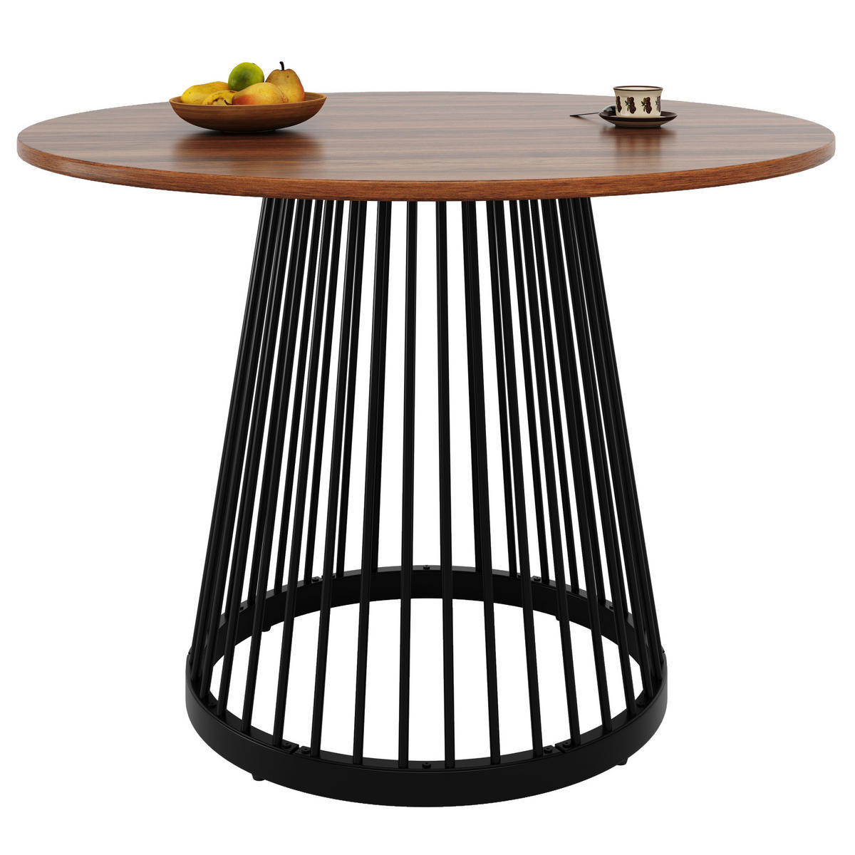 ESSTISCH 80/80/76 cm schwarz walnussfarben mit verstellbaren Füßen aus MDF Metall - Braun, Holzwerkstoff (80/80/76cm) - OKWISH