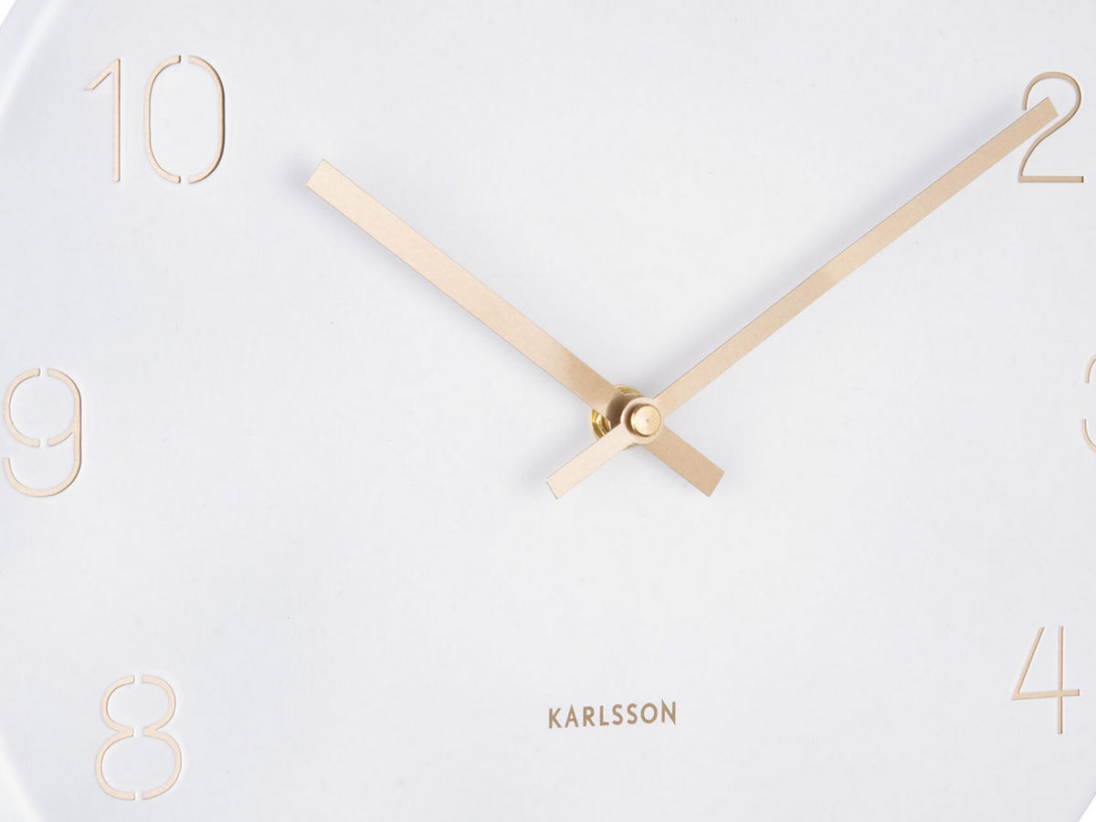 WANDUHR Charm Engraved Numbers Ø30 cm - Weiß, Metall (30/30/3.5cm) - Karlsson