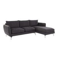 ECKSOFA Elou Graphit Microfaser - Chromfarben/Graphitfarben, Holz/Textil (261/167cm) - S-Style Möbel