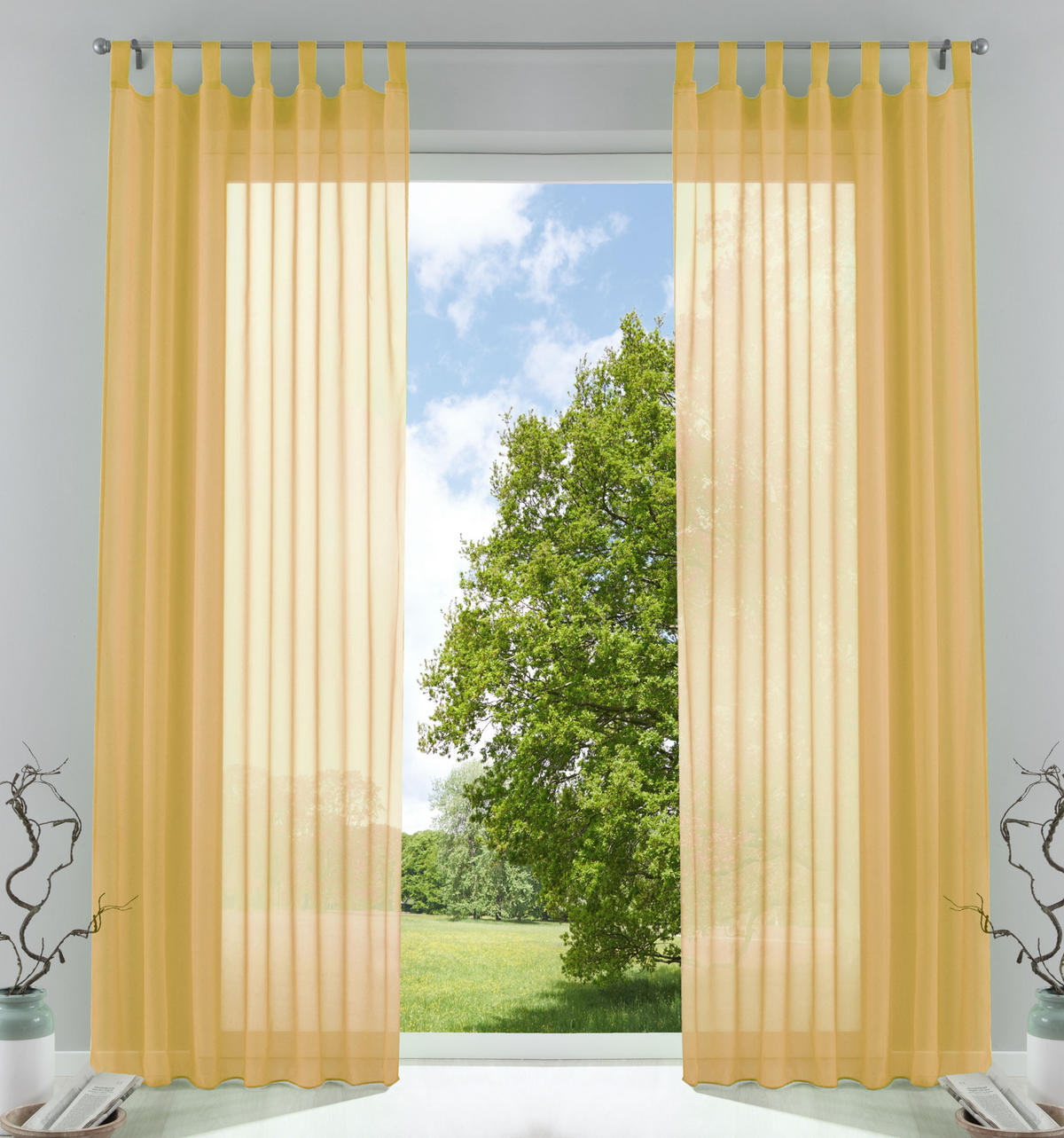 SCHLAUFENGARDINEN Voile 2er Set 245x140 cm Gelb - Gelb, Textil (140/245cm) - Gardinenbox.eu