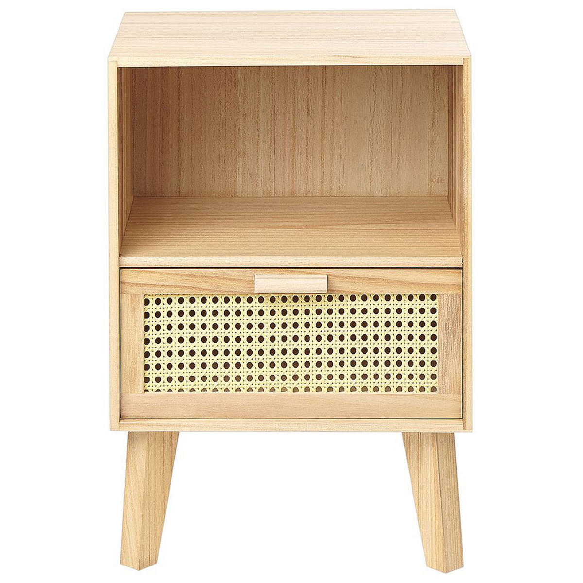 NACHTTISCH Rattan heller Holzfarbton 1 Schublade 40/30 cm Seney - Hellbraun, Holz (40/55/30cm) - Beliani