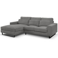 SOFA grau Cord 276 cm, Ecksofa 4-Sitzer, L-Sofa Ottomane links - Schwarz/Grau, Holz/Textil (276/183cm) - Inn.Furn