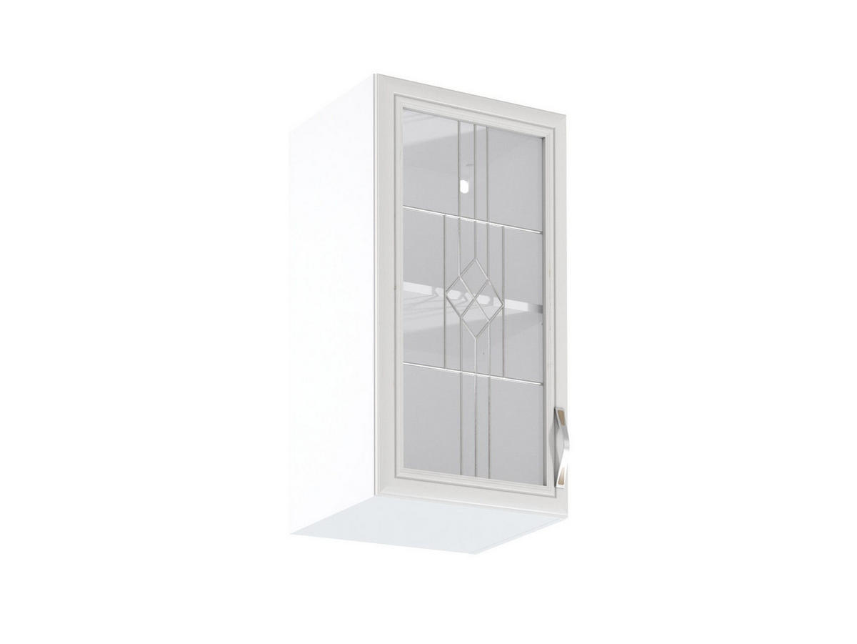 GLASHÄNGESCHRANK G40S – Sycylia Weiß – Weiß / Creme / Rechts - Creme/Weiß, Glas/Holzwerkstoff (40/72/32cm) - ROYAL24_MARKT