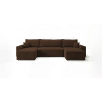 SEDACÍ souprava CALIFORNIA MINI tvar U hnědá manšestr Poso 6 - funkce spaní, úložný prostor - hnědá, textil (312/85/142cm) - Cornero