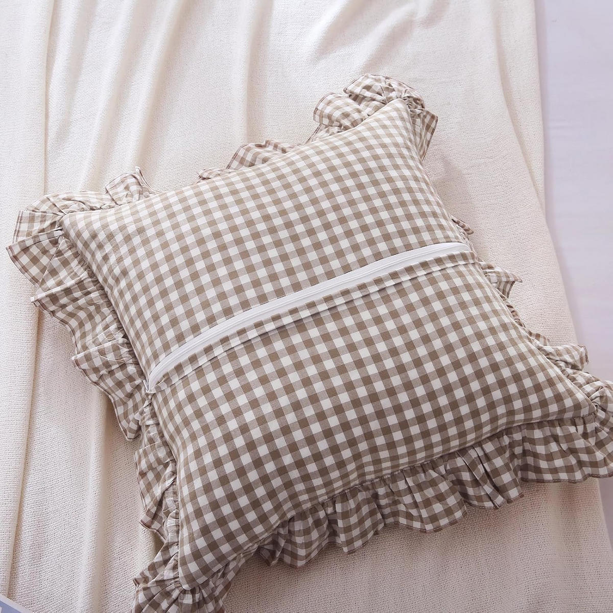 KISSENBEZUG – ohne Füllung – 45 x 45 cm – Kaffeebraun - Gelb, Textil (45/45cm)