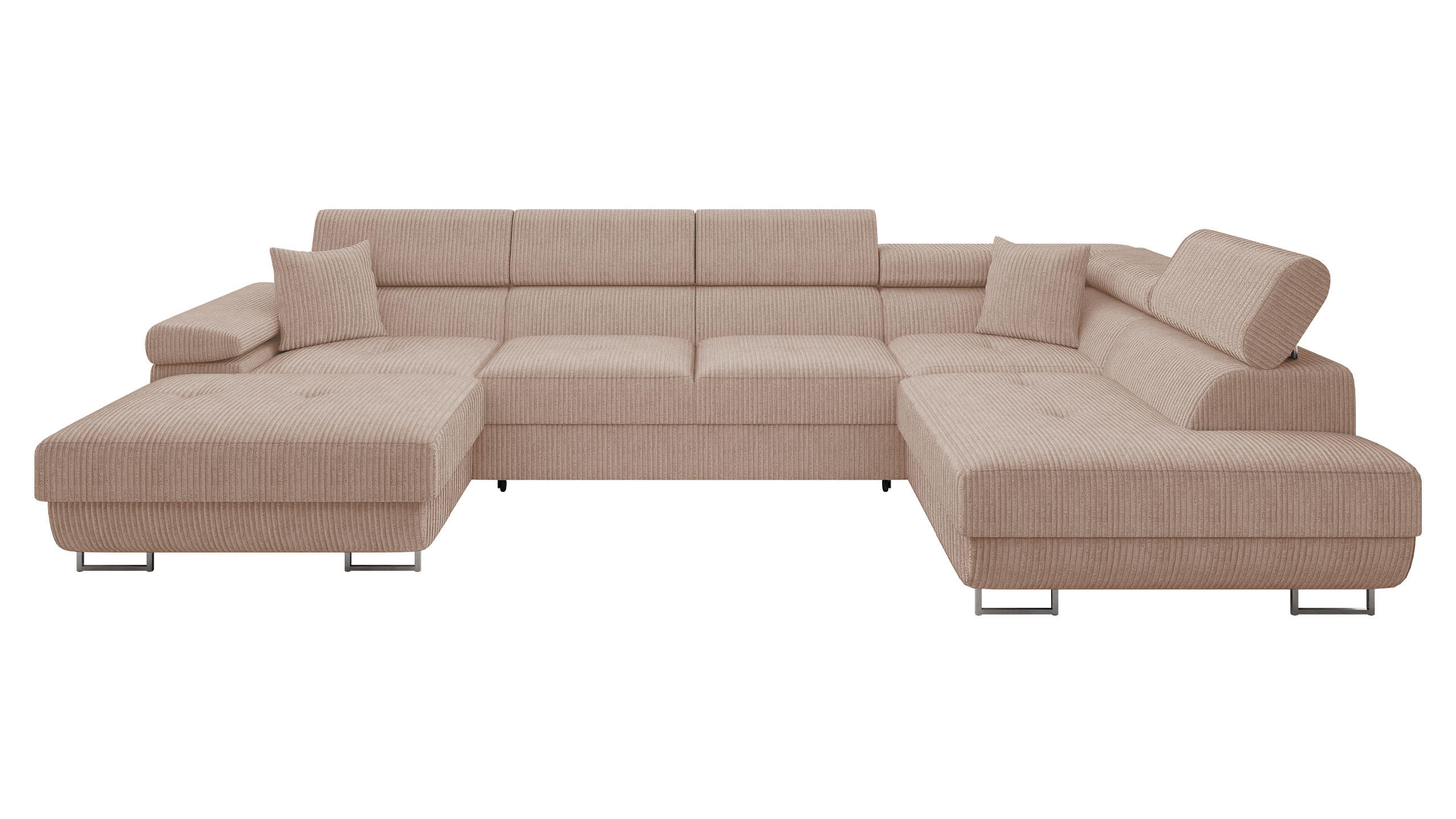 WOHNLANDSCHAFT Torezio Bis Cord, Seite: Rechts - Rosa, Holz/Textil (346/90/203cm) - MIRJAN24