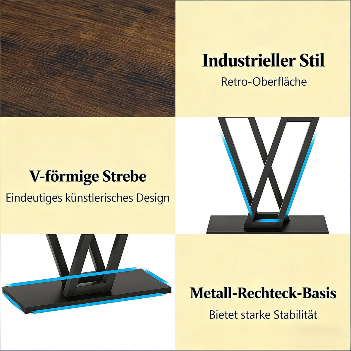 KONSOLENTISCH Schwarz/Rustikalbraun 110/30/80 cm - Schwarz, Metall (30/110/80cm) - PANGIVO