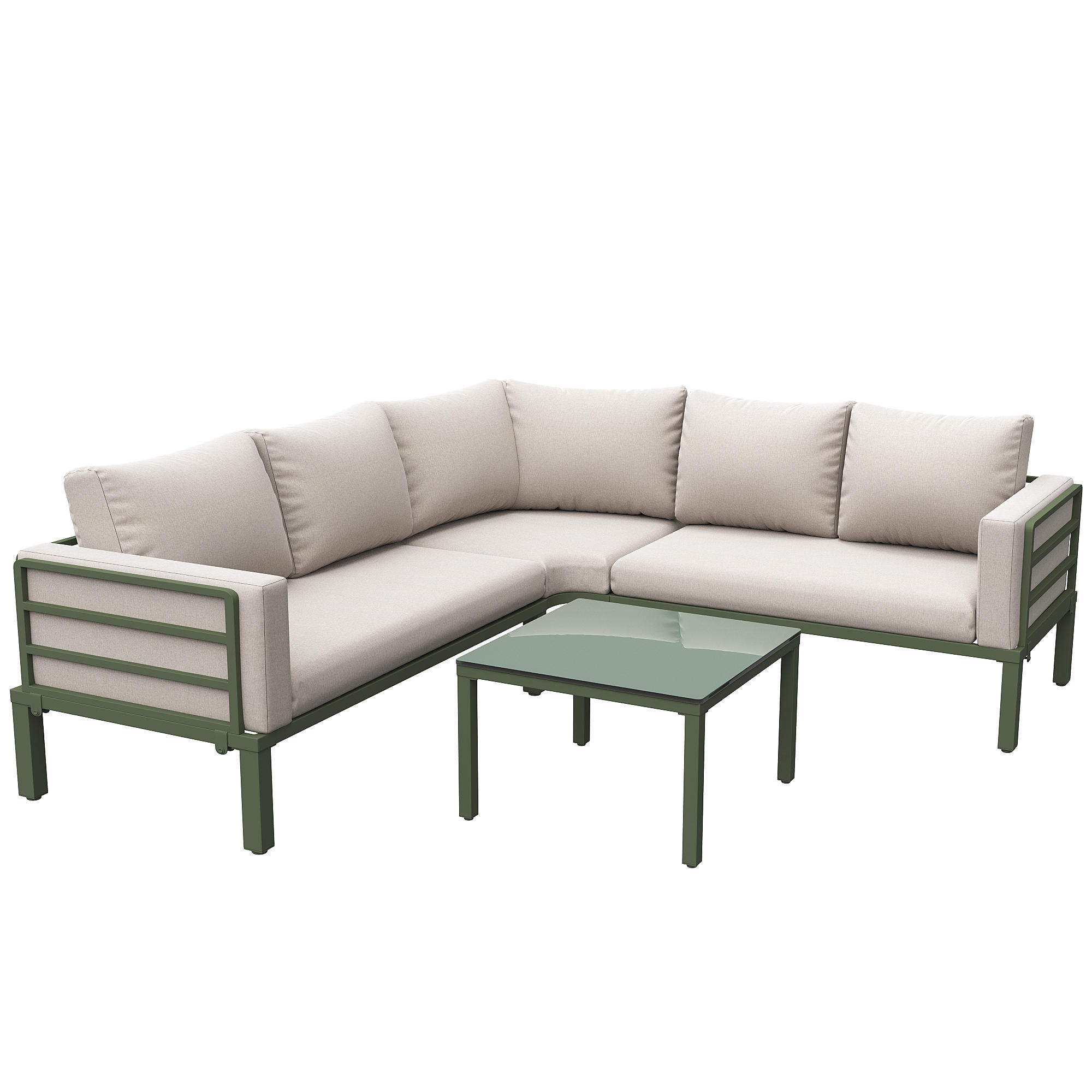 GARTENMÖBEL 114x60x70.5cm beige aus Eisen und mit Kissen - Beige, Metall - Modfu