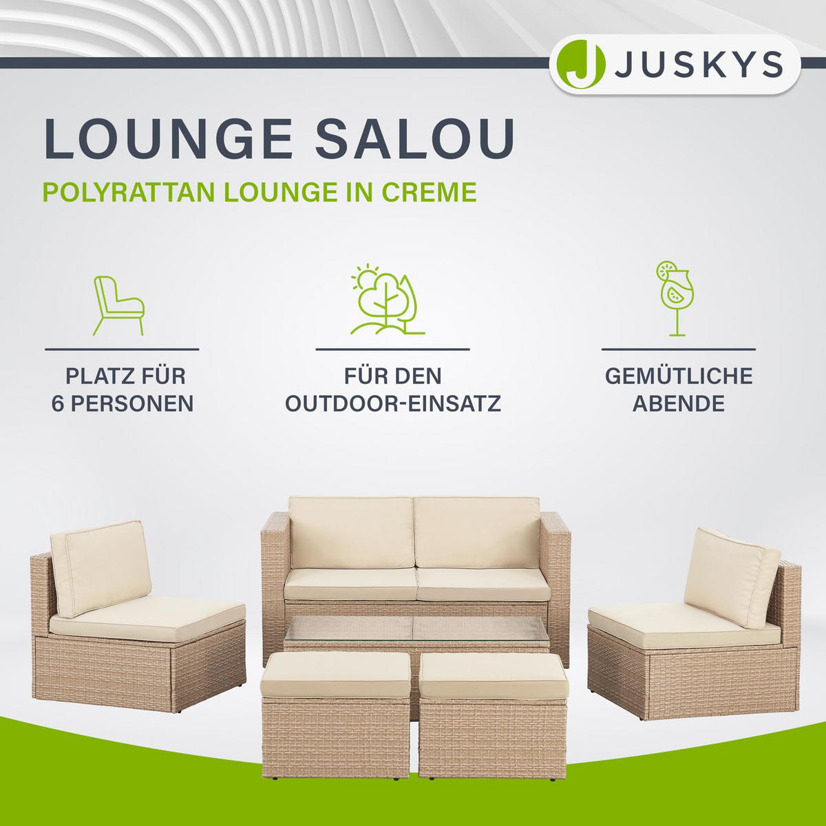 LOUNGEGARNITUR Salou beige - Beige, Kunststoff - Juskys