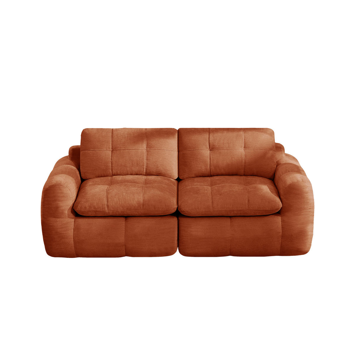 2-SITZER-SOFA DE-34464 quadratische Tuftung und 32D-Schaum Orange - Orange, Textil (97/68/194cm) - ComfortXL