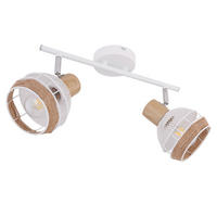 DECKENLEUCHTE Hanfseil Weiß Holzoptik - Weiß, Metall (36/17.5/18.2cm) - Globo Lighting