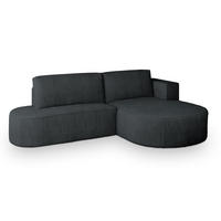 ECKSOFA CORTIO P R-S Graphitfarben Kordstoff mit Schlaffunktion - Graphitfarben, Holz (265/174cm) - MASSENO