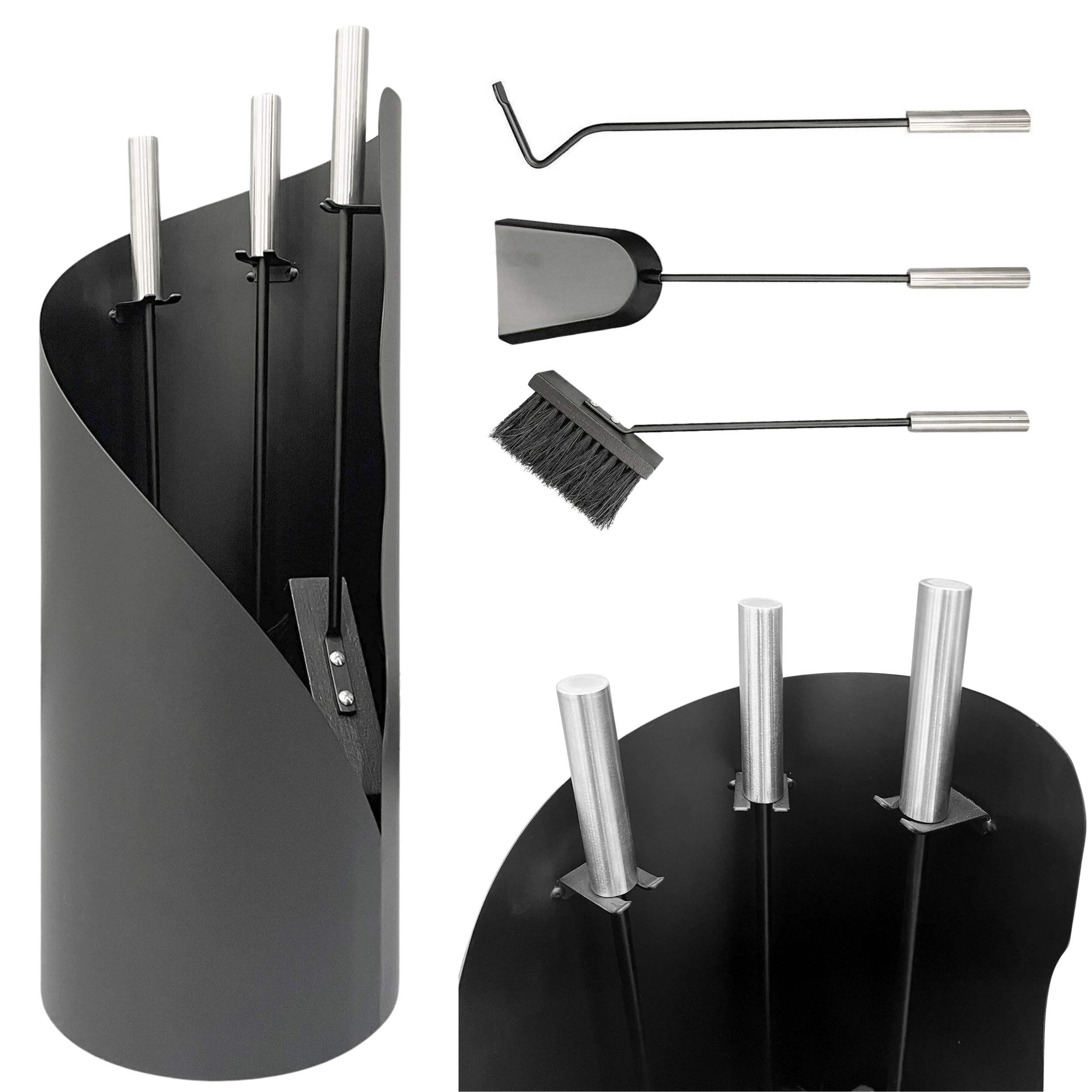 KAMINBESTECK Schwarz Modern 4 Teilig Set - Schwarz, Metall (20/55/20cm) - DanDiBo