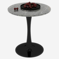 COUCHTISCH 70,1 cm in Schwarz/Grau mit runder Tischplatte in Marmoroptik - Grau, Stein (70/70/72cm) - BEAOK